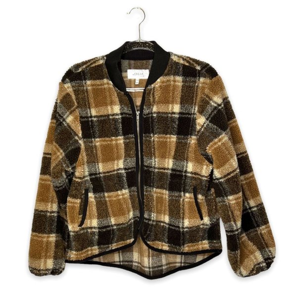 The Great. Sherpa Bomber Check Jacket Size 2 - Picture 5 of 7